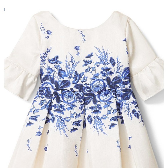 NEW: FLORAL BORDER RUFFLE SLEEVE DRESS - Picture 2 of 2